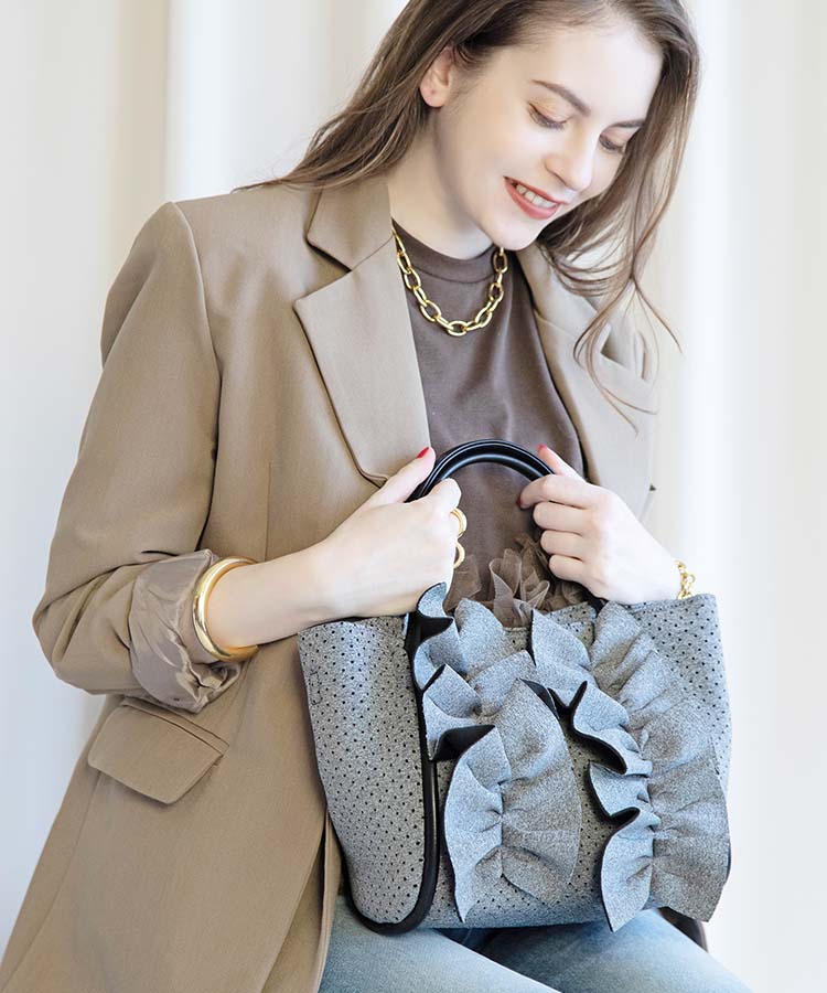 Moelleux【モワルー】フリルトートバッグ Mサイズ